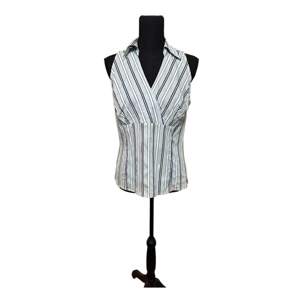 Ann Taylor striped sleeveless peplum halter top